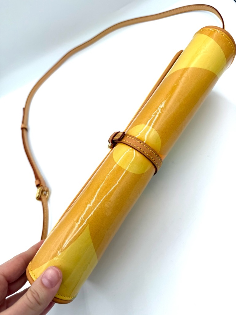 Louis Vuitton Yellow Patent Vernis Fleurs Monogram Clutch Shoulder Bag - Picture 4 of 15